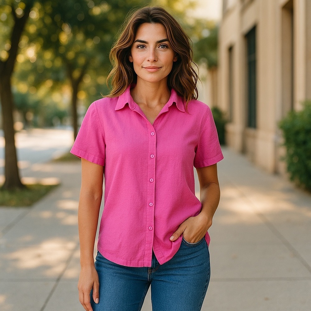 Vintage 80’s Blassport Pink Short Sleeve Button-down Blouse